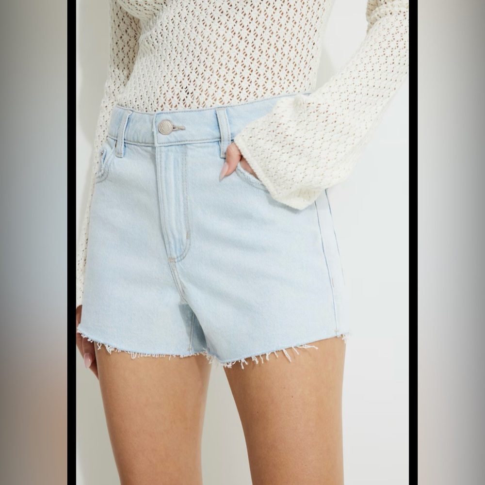 New Dynamite Claudia women's blue mom denim shorts size 28 high rise 99% cotton